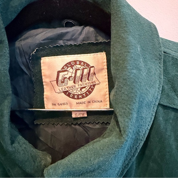 Vintage Global Identify G-lll Green 100% Leather Bomber Jacket Zip Closure Small - Picture 4 of 13